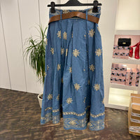 Gonna lunga jeans con fantasia