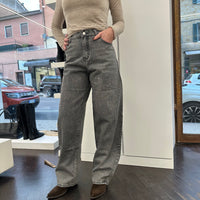 Pantalone jeans LUCIA lavaggio grigio con strass