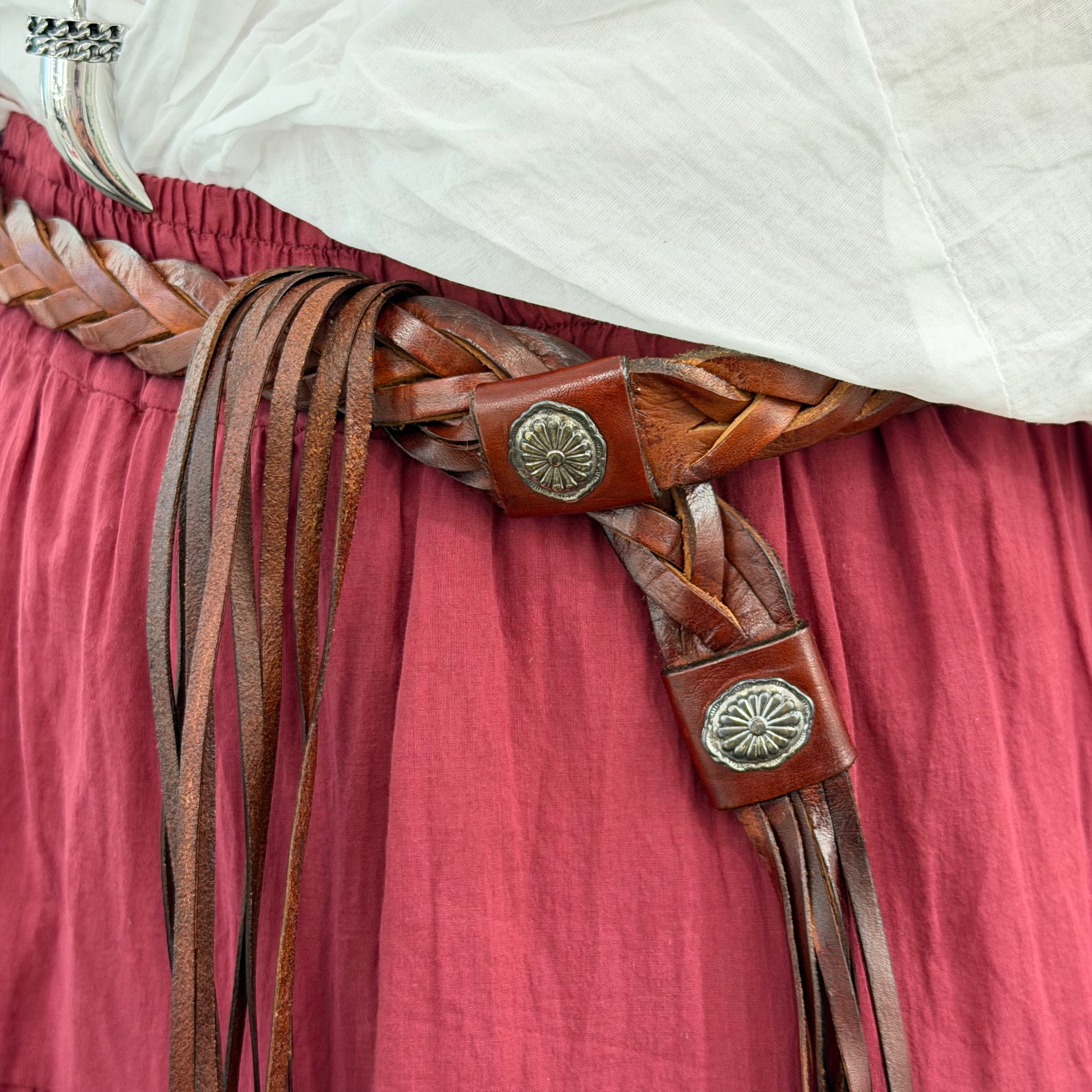 Alberto Luti cintura intrecciata FRANGE lunghe