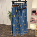 Gonna lunga jeans con fantasia