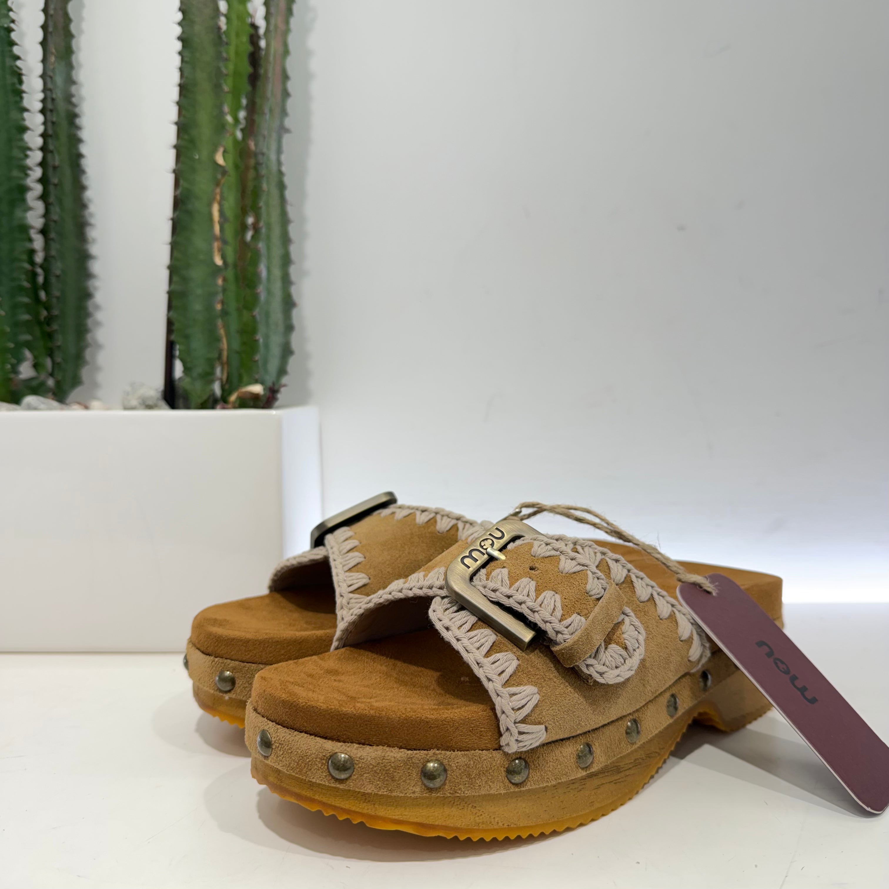 Mou ZOCCOLO fibbia cognac