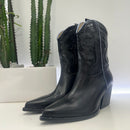 Elena Iachi stivaletto texano pelle nero dettaglio stampa animalier