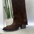 Stivale texano ASIA rovesciato suede moro