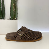 Metisse sabot traforato swarovski suede color moro