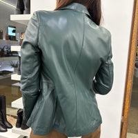 Giacca in vera pelle modello BLAZER VERDE PETROLIO