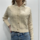 CARDIGAN beige multi trecce collo alto
