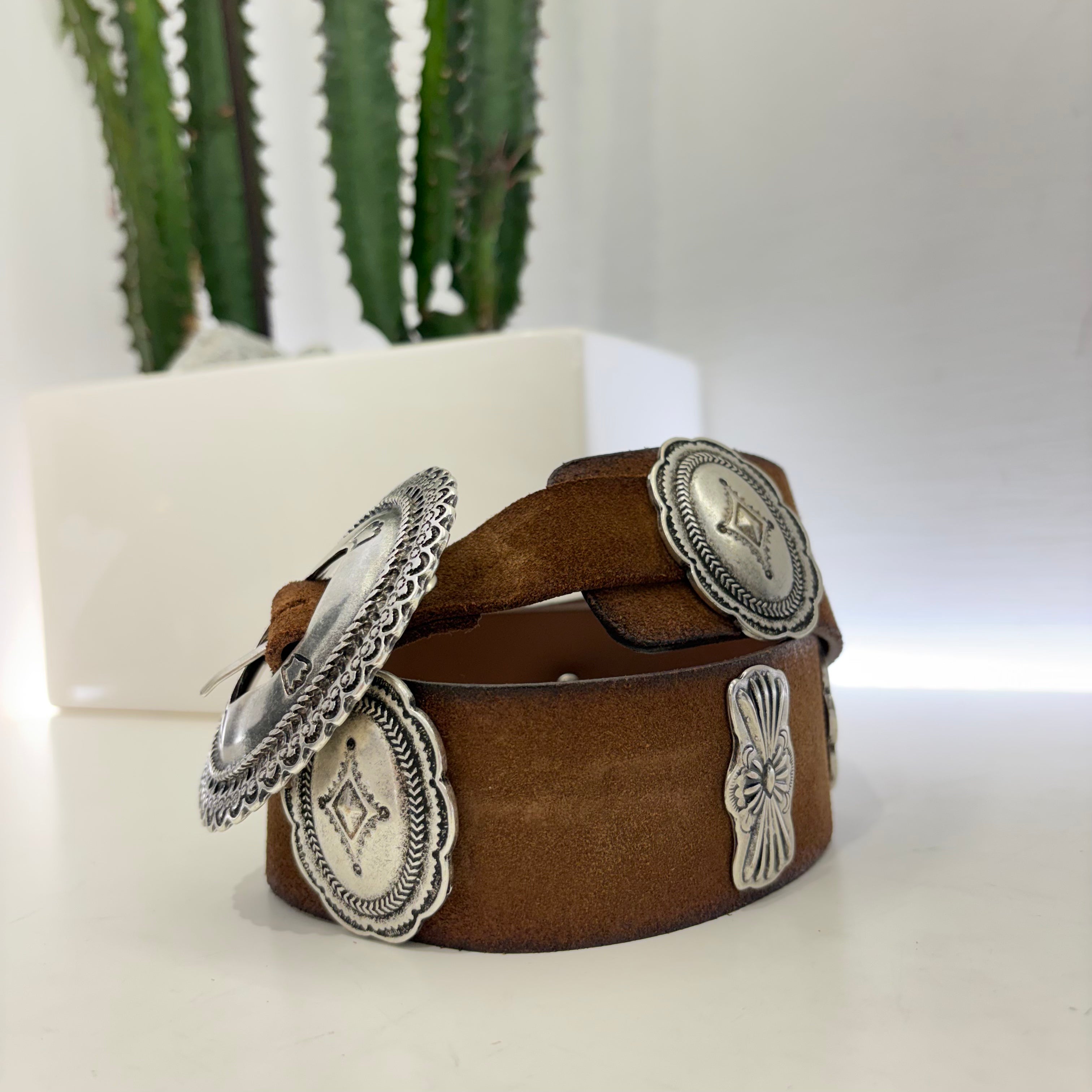 Alberto Luti cintura suede con fibbia argento varie dimensioni TEX