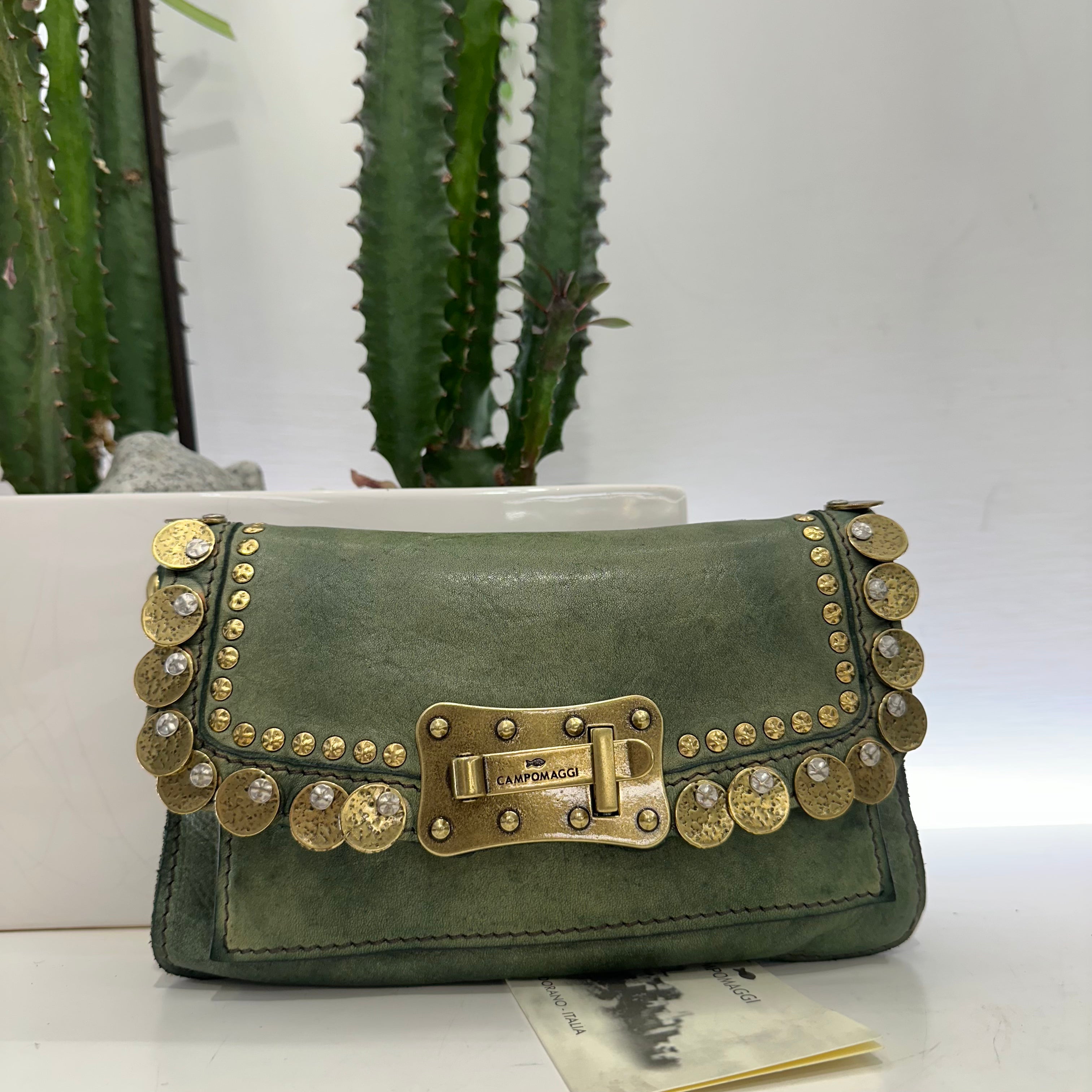 Campomaggi borsa MINI Agnese rivetti oro e medaglie