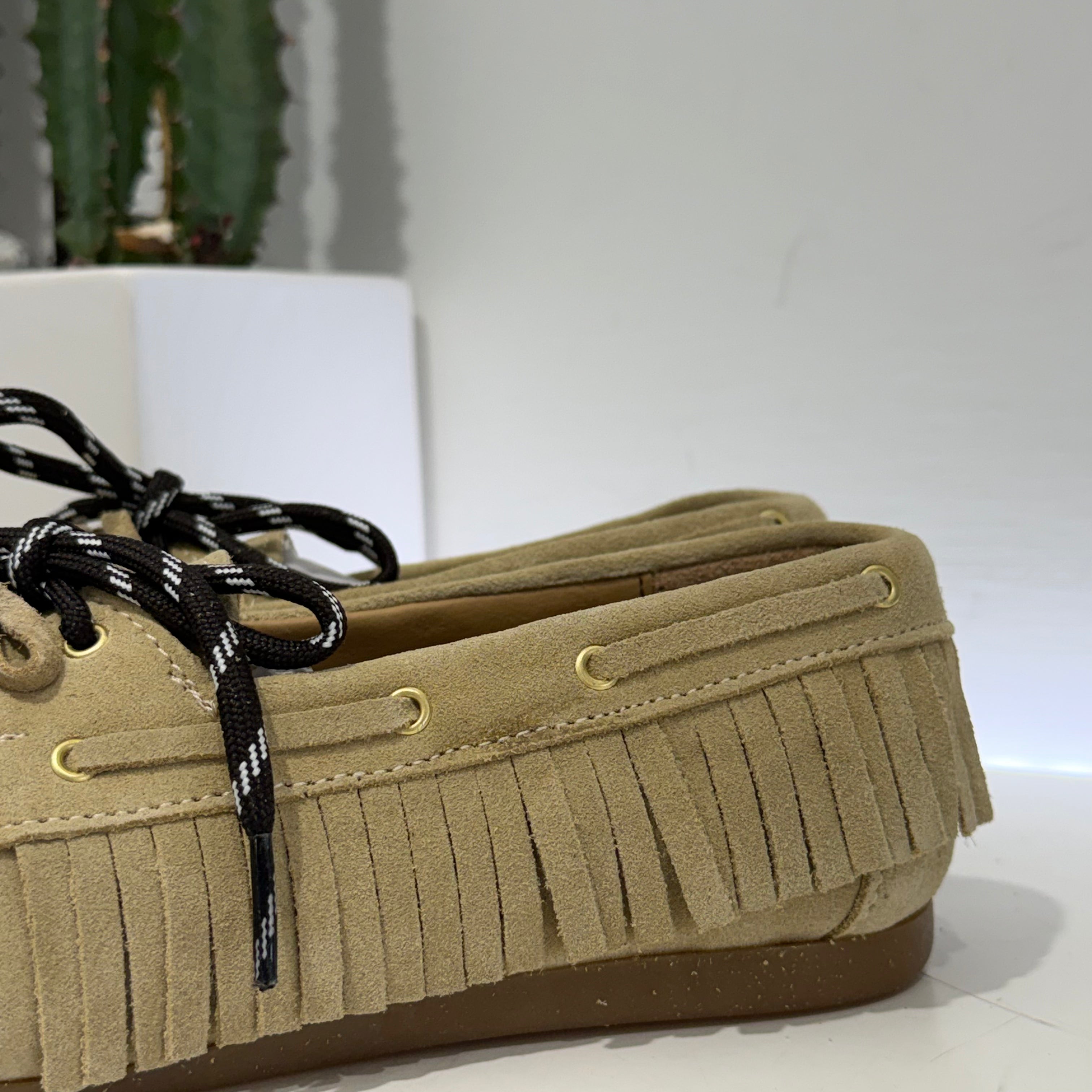 ANTICA BOTTEGA mocassino FRANGE suede corda