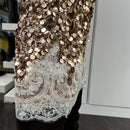 Kikisix Gonna longuette paillettes oro e pizzo bianco