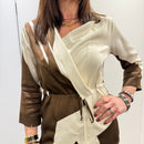 Camicia giacca modello GEOMETRIA color burro/tabacco