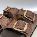 Sandalo ciabatta plateau 2 fasce intrecciate color moro
