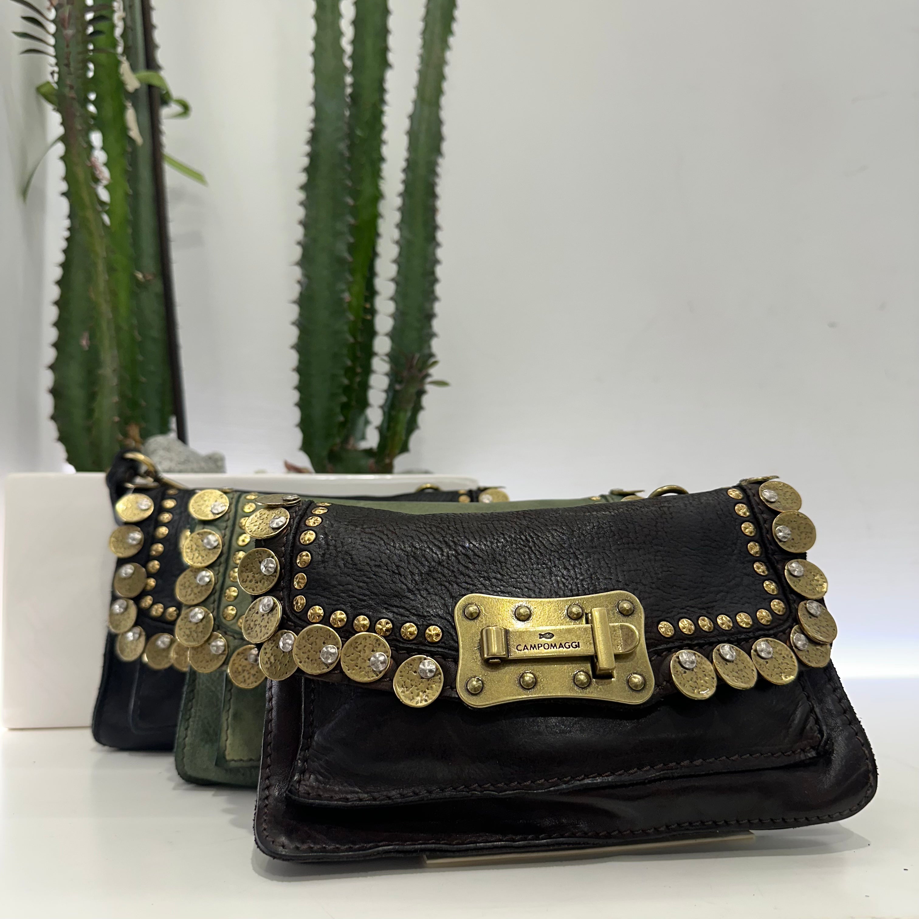 Campomaggi borsa MINI Agnese rivetti oro e medaglie