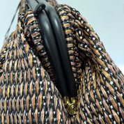 Borsa POUCH NERO RAFIA