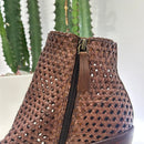 Zolfo stivaletto intrecciato cuoio