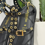Le Salentine sandalo infradito NERO BORCHIE