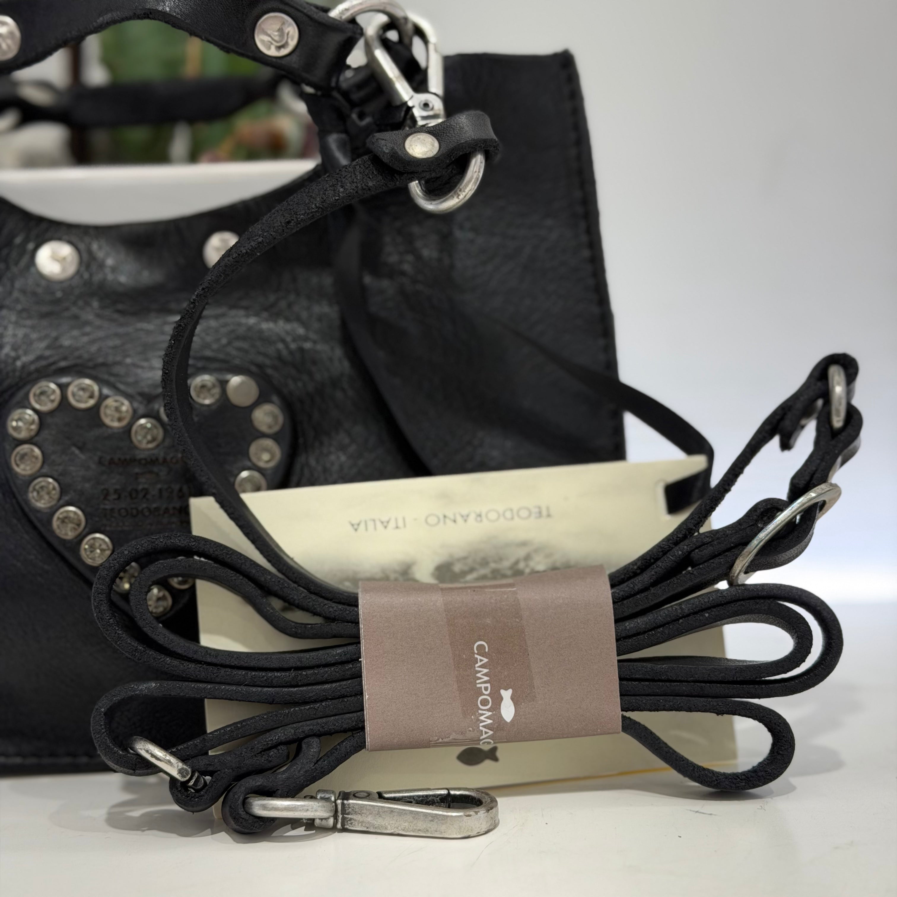 Campomaggi borsa LUIGIA CUORE nero strass fumè