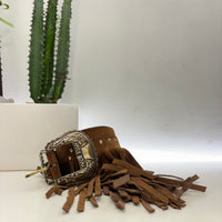 Alberto Luti cintura suede con frange e borchie color argento MAXI FIBBIA