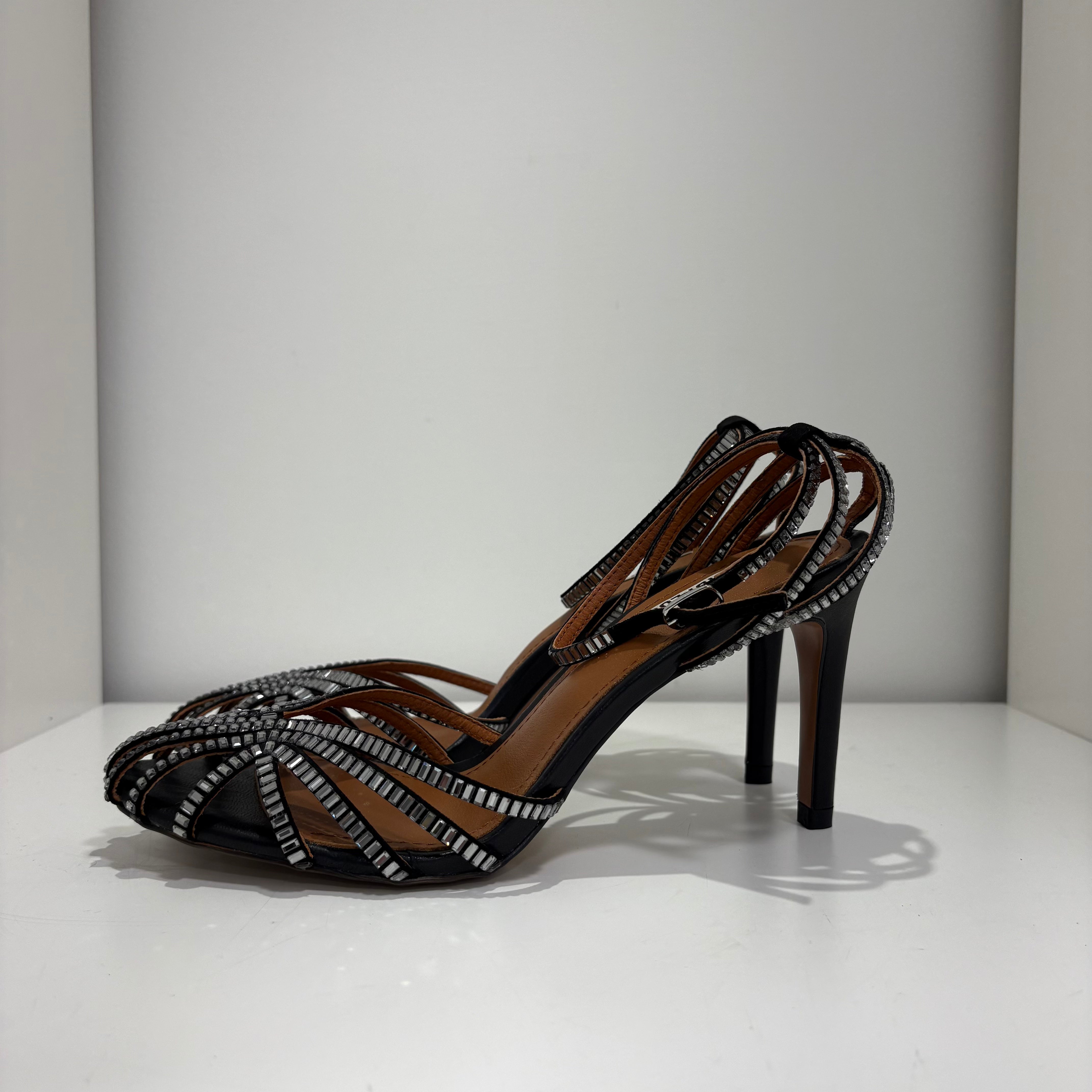 Bibilou sandalo nero  strass argento