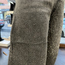 Pantalone jeans LUCIA lavaggio grigio con strass