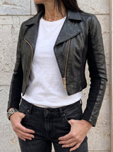 Short real leather jacket