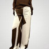 Pantalone elastico modello GEOMETRIA color burro/tabacco
