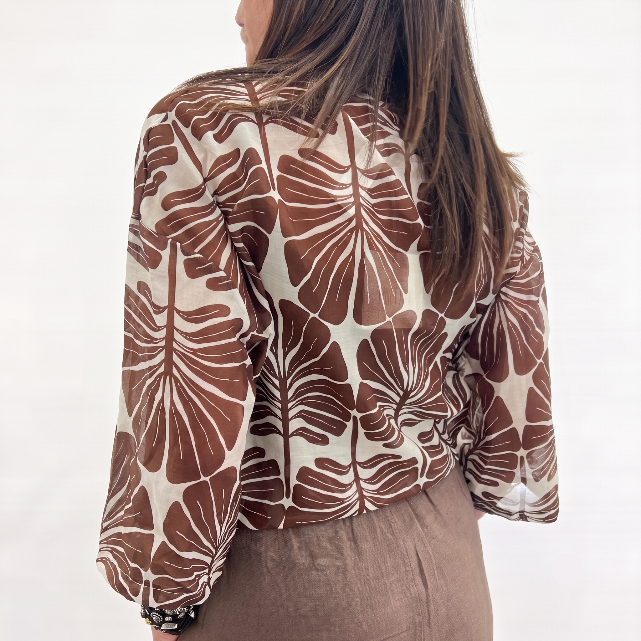 Camicia MISTO SETA FANTASIA MARRONE