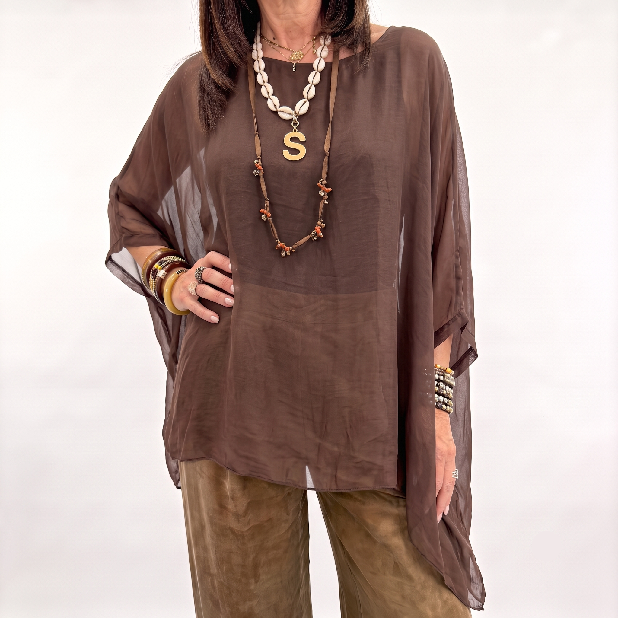 Camicia FLORA in chiffon di seta