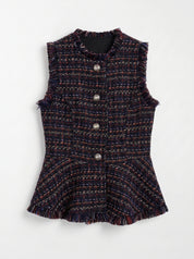 Gilet Blu con Bottoni Argento
