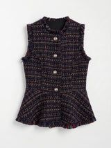 Gilet Blu con Bottoni Argento
