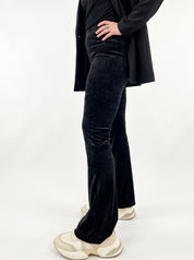 Leggings nero velluto elasticizzato