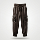Pantalone ecopelle tasche marrone