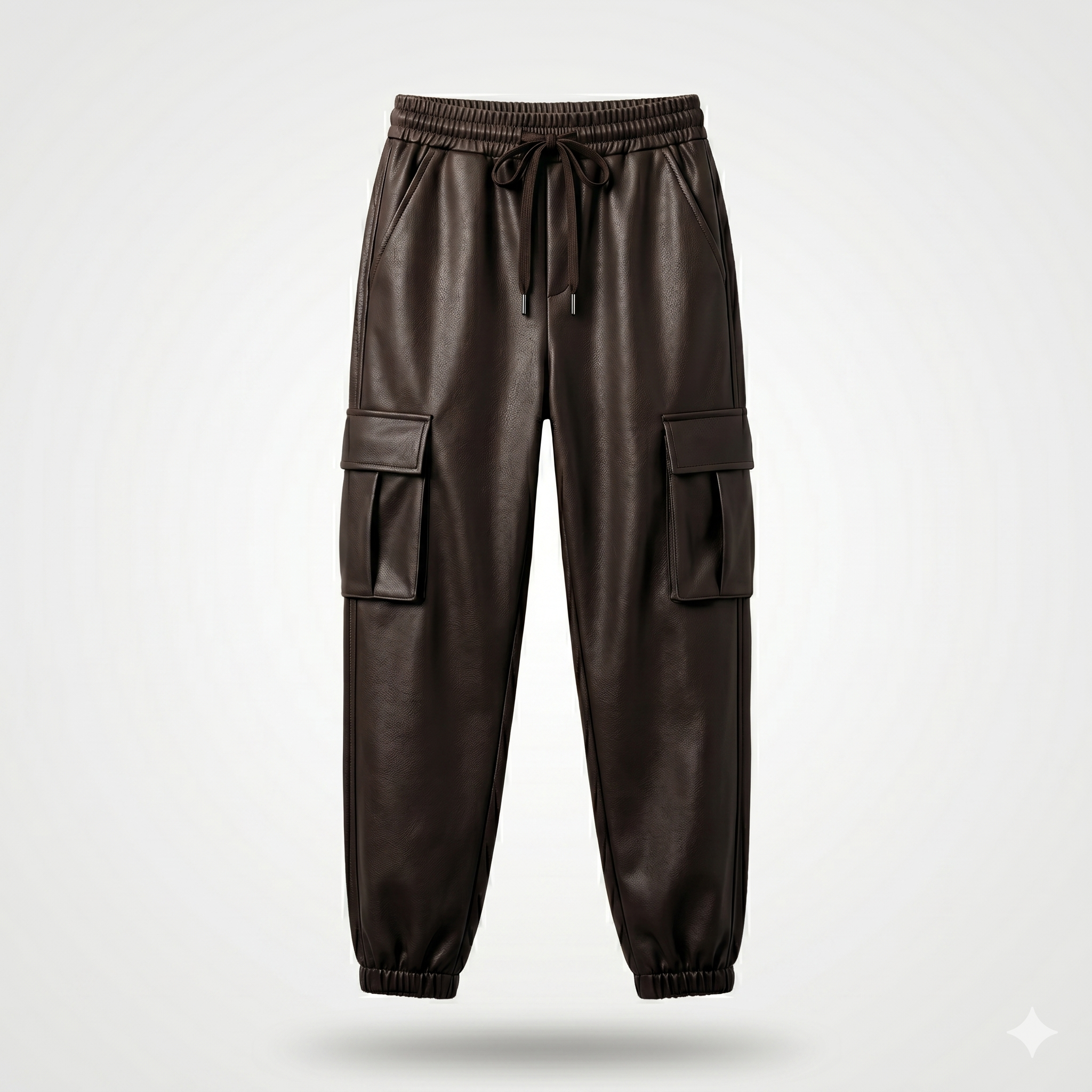 Pantalone ecopelle tasche marrone