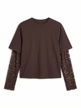 T-shirt maniche pizzo MORO foro pollice