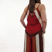 Kikisix top scollo americana tessuto righe