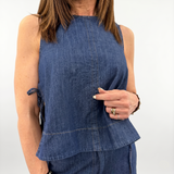 Kikisix gilet ALESSIA jeans in cotone