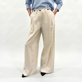 Pantalone panna tre bottoni