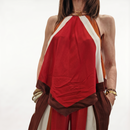 Kikisix top scollo americana tessuto righe