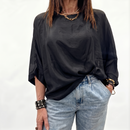 Camicia CLARA in chiffon di seta NERO