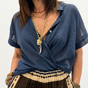 Kikisix Camicia collo COREANA blu