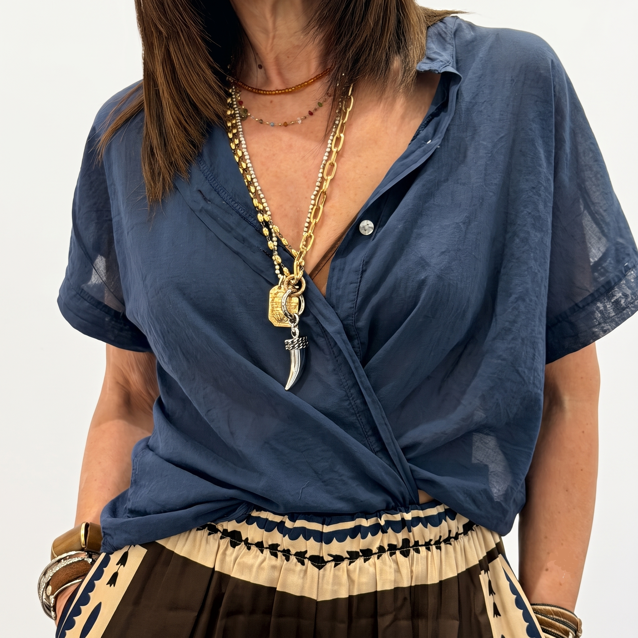 Kikisix Camicia collo COREANA blu