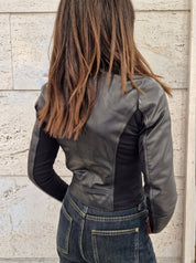 Giacca SOFIA  modello chiodo in vera pelle NERO