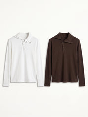Maglia collo asimmetrico bottoncini
