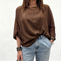 Camicia CLARA in chiffon di seta MORO