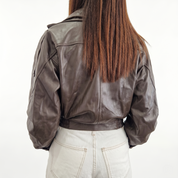 Giacca modello bomber vera pelle color MORO