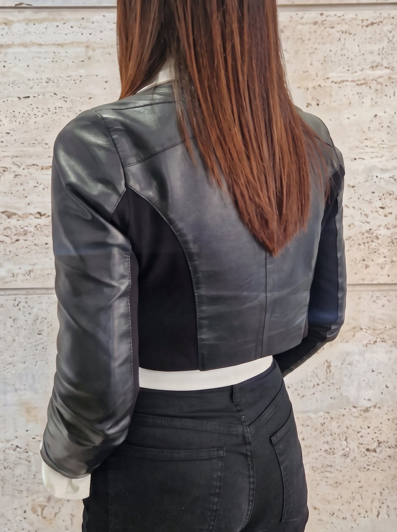 Short real leather jacket