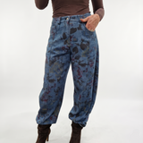 Kikisix Jeans balloon FIORI blu