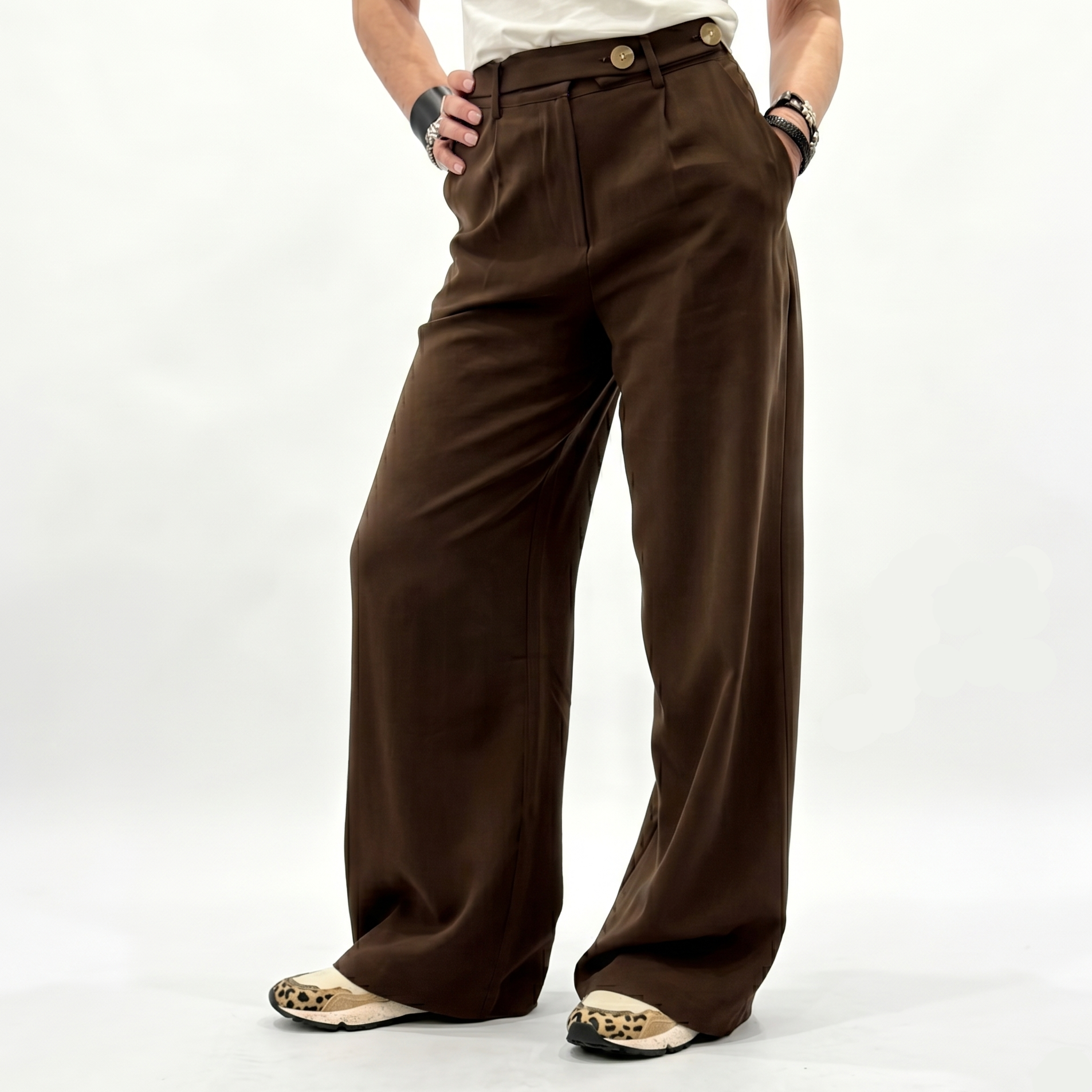 Pantalone moro bottoni laterali