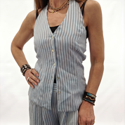 Gilet a righe con bottoni