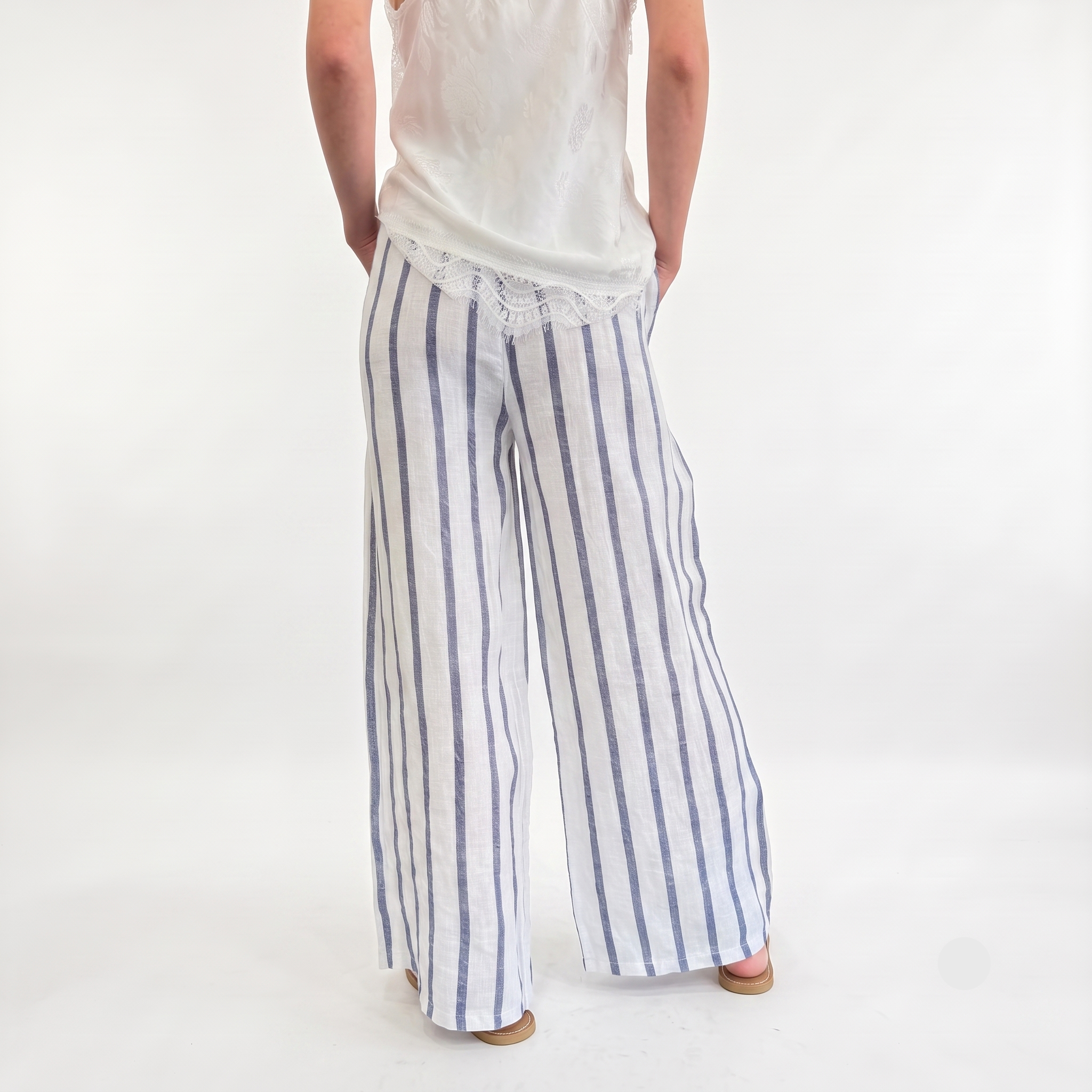 Pantalone lino rigato